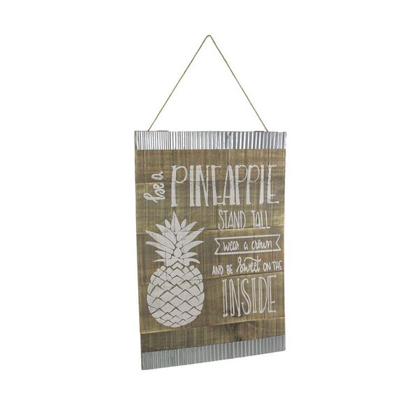 24 Inch Rustic Wood Pineapple Wall Hanging Inspirational Sign Decor Plaque Art - Picture 1 of 3